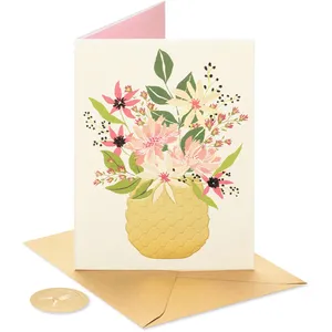 Papyrus Thank You Card with Floral Design and Glitter – A World of Gratitude, 4.5 x 6 inches
