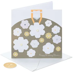 Papyrus Wedding Shower Card - Lifetime of Happiness, Elegant Floral Design with Gems, 5.75" x 5.75"