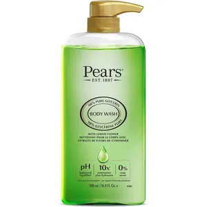 Pears Body Wash Lemon Flower - 10x Glycerin for Soft, Glowing Skin, 100% Soap Free, pH Balanced