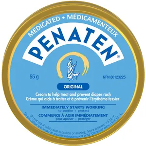 Penaten Original Medicated Diaper Rash Cream with 18.7% Zinc Oxide for Soothing Relief
