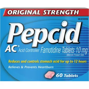 Pepcid Original Strength Antacid Tablets 60 Count - Relieves Heartburn and Acid Indigestion