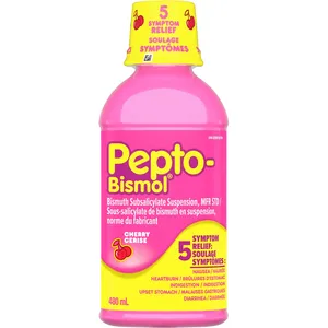 Pepto Bismol Cherry Liquid 480mL for Nausea, Heartburn, Indigestion, Upset Stomach & Diarrhea