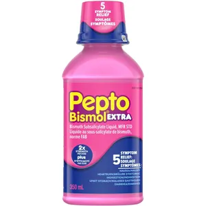 Pepto Bismol Extra Strength Liquid 350mL for Nausea, Heartburn, Indigestion, Upset Stomach, Diarrhea