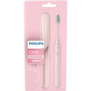 Philips One by Sonicare Pink Battery Toothbrush HY1100/06 - Ultra-Portable Design, 3-Month Battery Life