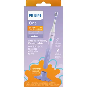 Philips One for Kids by Sonicare Battery Toothbrush, Purple - Safe, Fun, 2-Minute Timer, Soft Bristles