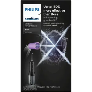 Philips Power Flosser 3000 Cordless Oral Irrigator Black HX3826/23 for Healthier Gums