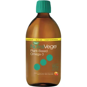Plant-Based Omega-3 NutraVege Liquid, Strawberry Orange Flavor, 500ml, Vegan-Friendly