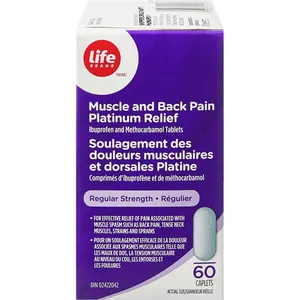 Platinum Relief Muscle and Back Pain Tablets - Regular Strength with Ibuprofen & Methocarbamol