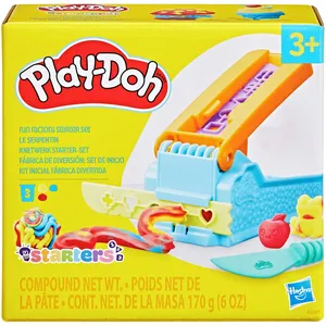 Play-Doh Fun Factory Starter Playset for Kids 3+ with 3 Colors, Shapes, Knife & Roller