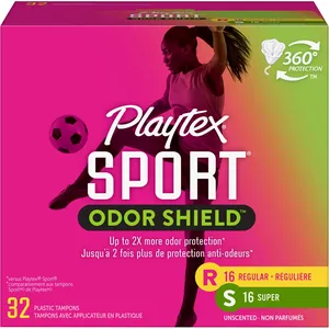 Playtex Sport Tampons with Odor Shield, Unscented Regular & Super Multipack for Ultimate Protection