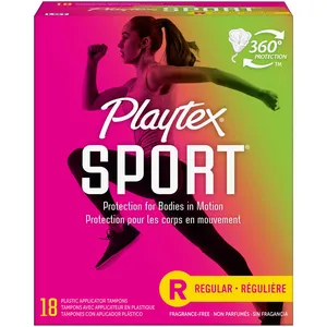 Playtex Sport Unscented Athletic Tampons Regular - 360° Protection for Active Women