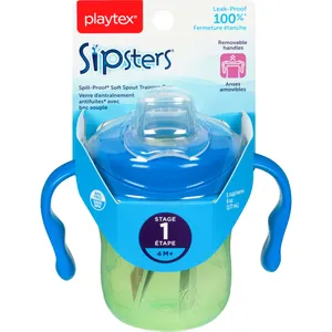Playtex Stage 1 Sipsters Spill-Proof Soft Spout Training Cup - BPA Free, Dishwasher Safe, 4M+
