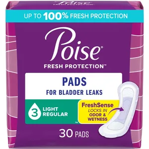 Poise Incontinence Pads, Light Absorbency, ContourFit Design for Comfort & Odor Control