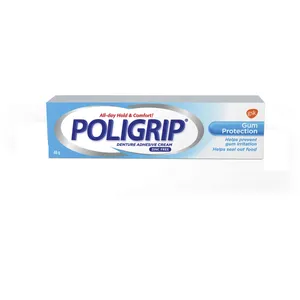 Poligrip Strong Hold Denture Adhesive Cream, 40g - All-Day Comfort, Zinc-Free Formula