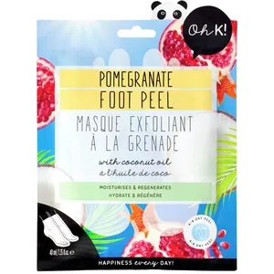Pomegranate & Coconut Oil Peeling Foot Mask for Silky Soft Feet - 1 Pair of Exfoliating Socks