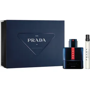 Prada Luna Rossa Ocean Eau de Parfum Set 50ml Bottle & 10ml Travel Spray in Iconic Saffiano Gift Set