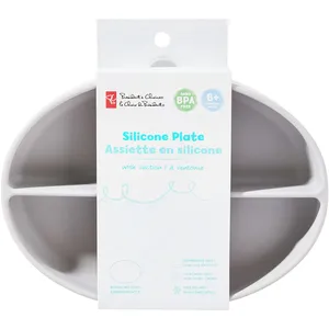 President's Choice Silicone Plate with Suction - Baby Feeding Dish, Non-Toxic, 3 Sections, BPA Free