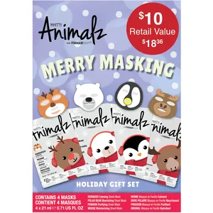 Pretty Animalz Holiday Giftset - Hydrating Sheet Masks with Hibiscus Extract for Radiant Skin