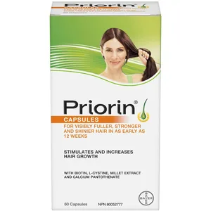 Priorin Hair Growth Stimulant for Women and Men with Biotin, 60 Capsules for Visible Results in 12 Weeks