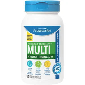 Progressive 100% Complete MultiVitamin for Active Men – 3 Capsules Daily Multivitamin