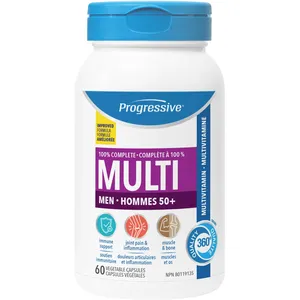 Progressive 100% Complete MultiVitamin for Men 50+, 90 Capsules - Supports Immune & Joint Health