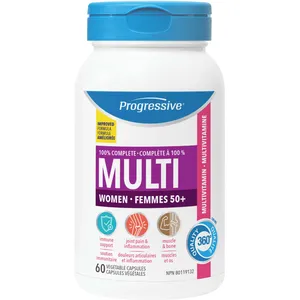 Progressive 100% Complete MultiVitamin for Women 50+, 90 Capsules - Nutrient Support for Aging