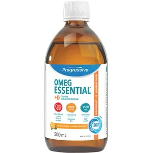Progressive OmegEssential + D3 Fish Oil, Natural Orange Flavour, 1000mg EPA, 550mg DHA, 1000IU D3