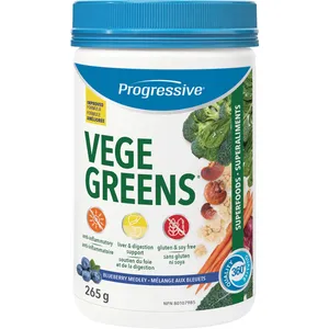 Progressive VegeGreens Blueberry Medley Superfood Powder - Vegan, Antioxidant-Rich, Digestive Support