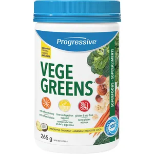 Progressive VegeGreens Pineapple Coconut - Vegan Superfood with Turmeric, Adaptogens & Digestive Enzymes