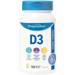 Progressive Vitamin D3 1000 IU Softgels for Immune Support and Strong Bones, Gluten-Free