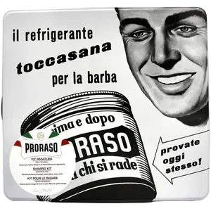 Proraso Vintage Shave Tin Set for Sensitive Skin - Pre-Shave Cream, Shave Cream, After-Shave Balm