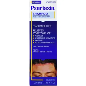 Psoriasin Shampoo 3% Salicylic Acid for Psoriasis Relief, Fragrance-Free, Deep Cleansing Formula