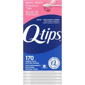 Q-Tips Precision Tips Cotton Swabs 170 ct - Versatile Beauty, Baby Care, and Home Cleaning Tool