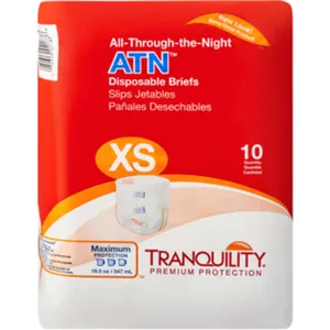 Quality Life All Through The Night Briefs, Extra Small - 18.5 oz Capacity with Tape Tab Enclosures