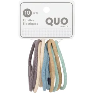 Quo Beauty 10 Pack Elastics with Notch - Eco-Friendly Hair Ties for All Hair Types and Textures