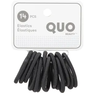Quo Beauty 14 Pack Elastics in Black - Eco-Friendly Hair Ties for All Hair Types, Fully Recyclable