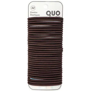 Quo Beauty 32pk Regular Black Hair Elastics - No Snag, Metal-Free, Eco-Friendly Packaging