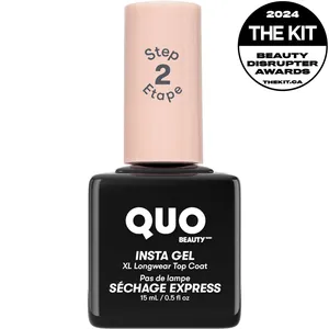 Quo Beauty Insta Gel Longwear Plumping Top Coat - Glossy Shine, Chip Resistant, No UV Lamp