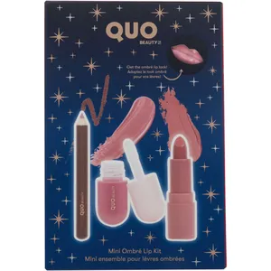 Quo Beauty Mini Ombre Lip Kit - Multi Color, 3-in-1 Lip Liner, Lipstick & Gloss for Perfect Ombre Look