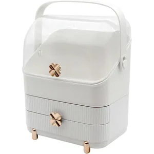 Quo Beauty Multi Organizer - 28x18x36cm - Clear Lid & Two Drawers for Effortless Makeup Storage