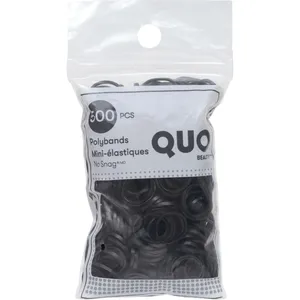 Quo Beauty Qb 500 Pc Black Polyband for Secure Hold, Ideal for Mini Braids and Ponytails
