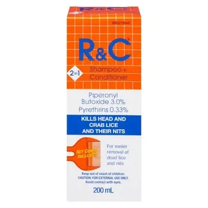 R & C Lice Shampoo and Conditioner 200 ml - Kills Head and Crab Lice with Nit Comb Included