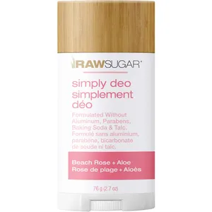 Raw Sugar Simply Deo - Beach Rose & Aloe, Vegan & Cruelty-Free Deodorant, Aluminum-Free Formula