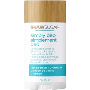 Raw Sugar Simply Deo - Vanilla Bean & Charcoal, Vegan, Cruelty-Free, Aluminum & Baking Soda Free
