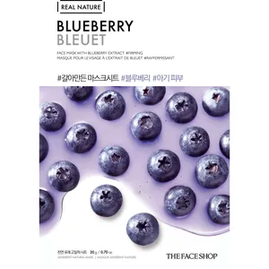 Real Nature Blueberry Face Mask - Soothing & Revitalizing Single-Use Sheet Mask for Soft Skin