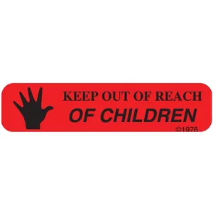 Red 'Keep Out of Reach' Permanent Paper Labels - 2 Rolls, 500 Labels Each for Safety Compliance