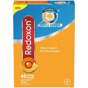 Redoxon Triple Action Effervescent Tablets - Immune Support with Vitamin C, D & Zinc - 10 Oranges Worth in One Tablet