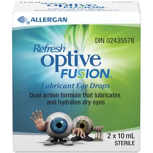 Refresh Optive Fusion Eye Drops 10ml - Dual Action Formula for Dry Eyes with HA & CMC
