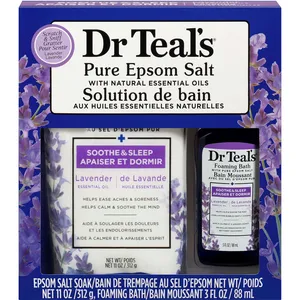 Relaxing Lavender Holiday Set - Epsom Salts & Foaming Bath for Stress Relief - Perfect Gift for Mom
