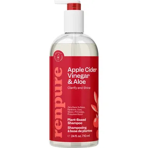Renpure Apple Cider Vinegar & Aloe Shampoo for Shine, 95% Plant-Based, Sulfate-Free, 16 oz